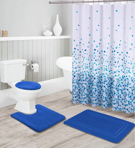 Vista 4 de Kids Zone Home Linen - Juego de accesorios de baño de 16 piezas: tapete de ducha antideslizante, tapete de pie de sanitario antideslizante, tapa