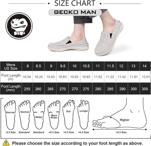 Vista 5 de Slip On Shoes for Men, Plantar Fasciitis Canvas Loafer Shoes with Arch Support, Orthopedic Casual Non Slip Mule Shoes with Rubber Sole