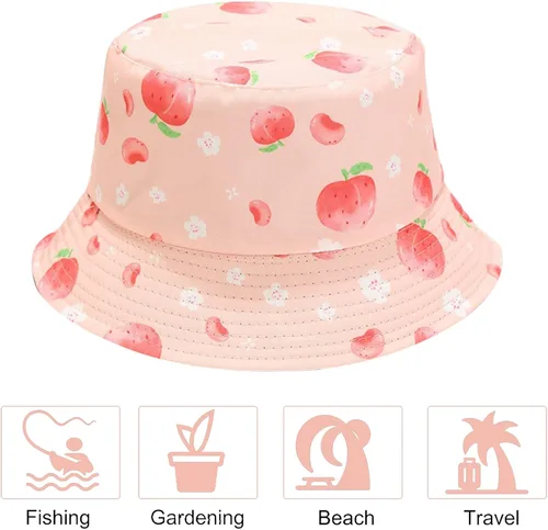 Vista 5 de Gorra unisex de pescador reversible de algodón colorido con protección solar