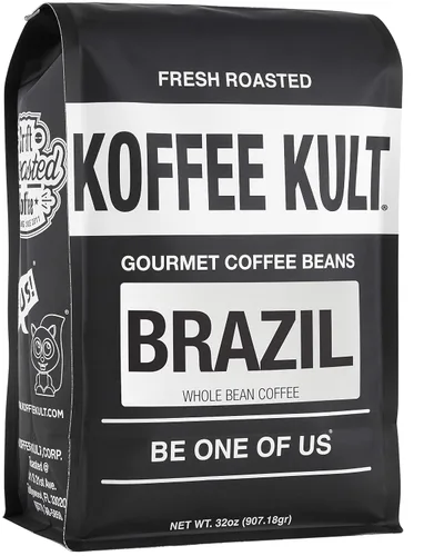 Vista 10 de Koffee Kult Café Brasil tostado medio, 100% café brasileño de origen único, tostado artesanal fresco (grano entero, bolsa de 12 onzas)