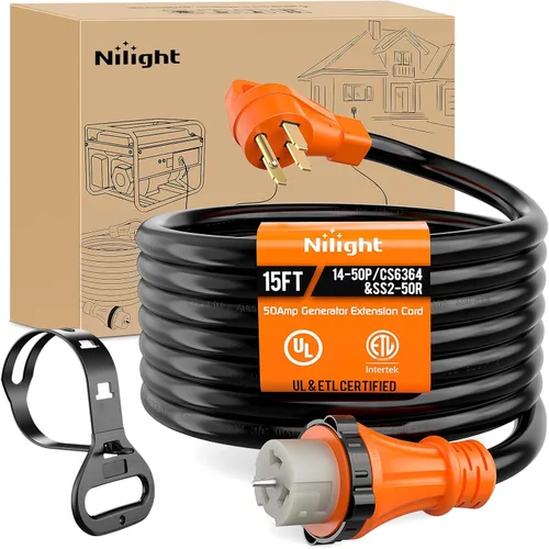 Vista 40 de Nilight Cable de Extensión para Secadora EV de 15 Pies 3 Clavijas 30 Amperios NEMA 10-30P 10-30R Cable de Extensiones Antiguas Servicio Pesado