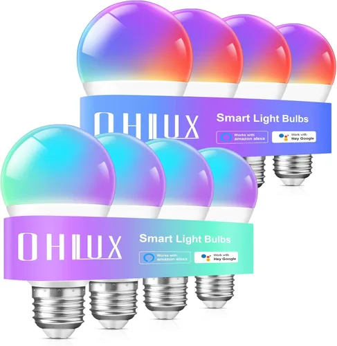Vista 8 de OHLUX E12 Led Bulb, Smart Candelabra Led Light Bulbs 5W 40 Watt Equivalent, Color Changing Light Bulb RGB Compatible with Alexa Google Home, Candle