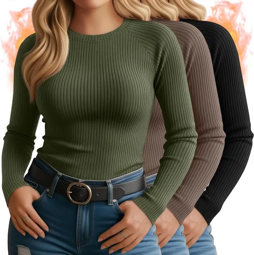 Vista 8 de Paquete de 3 camisas térmicas de manga larga acanaladas
