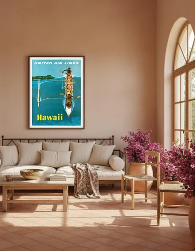 Vista 5 de Hawaii - United Air Lines - Póster de viaje de aerolínea vintage por Stan Galli c.1960 - Impresión artística maestra (sin marco) 6 x 9 pulgadas