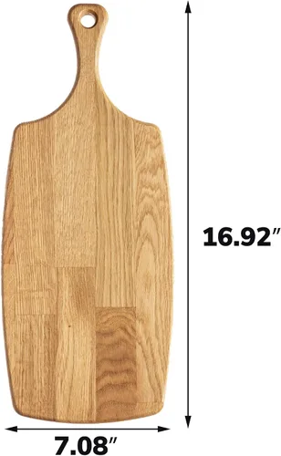 Vista 8 de Tabla de cortar - Tabla de cortar grande de 17 x 7 pulgadas con mango - Tabla de cortar delgada de 0.787 in - Tabla de cortar de roble de grano