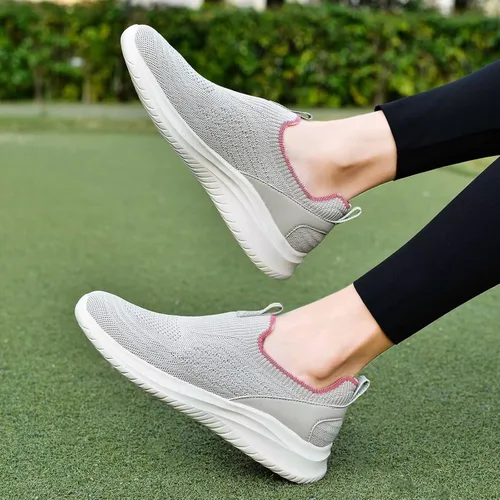 Vista 3 de TIOSEBON Tenis para caminar para mujer, de punto, cómodos, de malla transpirable, ligeros