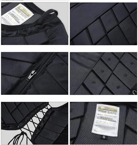 Vista 3 de Chaleco ecuestre de seguridad profesional EVA acolchado equitación chaleco unisex negro cremallera protector engranaje chaleco