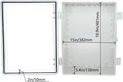 Vista 5 de Caja de conexiones eléctricas impermeable IP67 – 15.75 x 19.68 x 7.87 pulgadas ABS resistente a la intemperie para exteriores, cubierta transparente