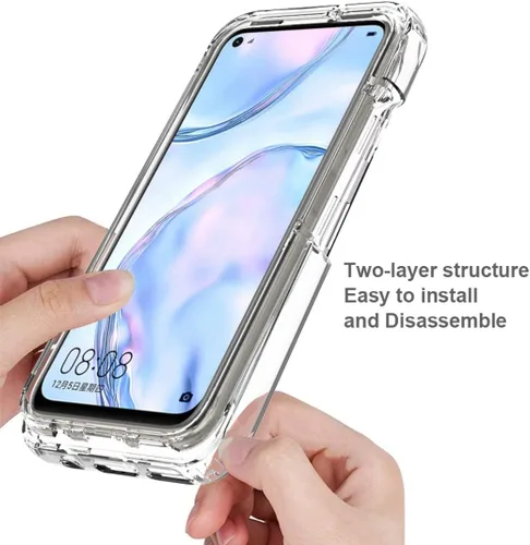Vista 4 de Funda transparente compatible con P40 Lite 4G/Nova 6 SE/Nova 7i JNY-L21A con protector de pantalla de vidrio templado, bonito protector de cristal a
