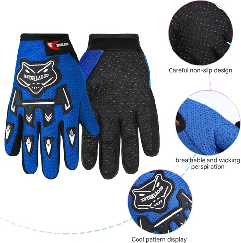 Vista 3 de Frienda Guantes de motocicleta para niños, guantes de carreras para deportes eléctricos, guantes de ciclismo sucio, guantes de ciclismo de invierno