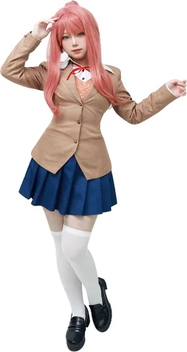Vista 2 de C-ZOFEK Doki Doki Monika Sayori Yuri - Disfraz de cosplay para mujer uniforme S