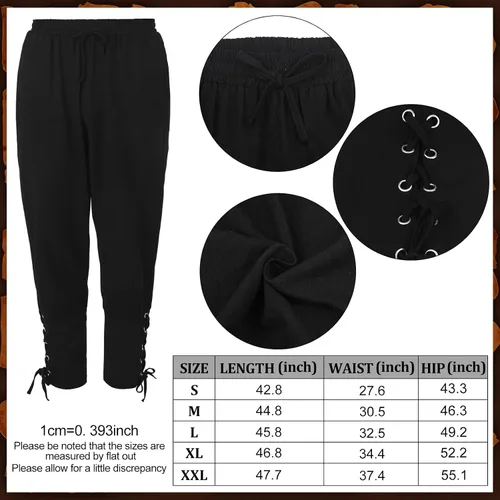 Vista 4 de Camisa medieval para hombre, banda al tobillo, pantalones, bolsa de cuero, brazalete vikingo, retro, renacentista, disfraz de Halloween