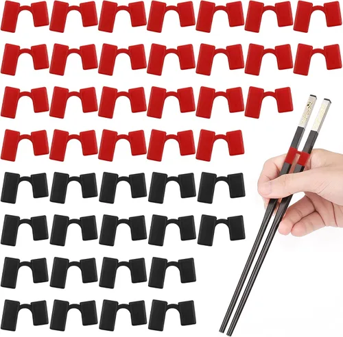 Vista 8 de 42 piezas de palillos reutilizables de entrenamiento palillos bisagras, conector de plástico palillos de entrenamiento palillos de aprendizaje