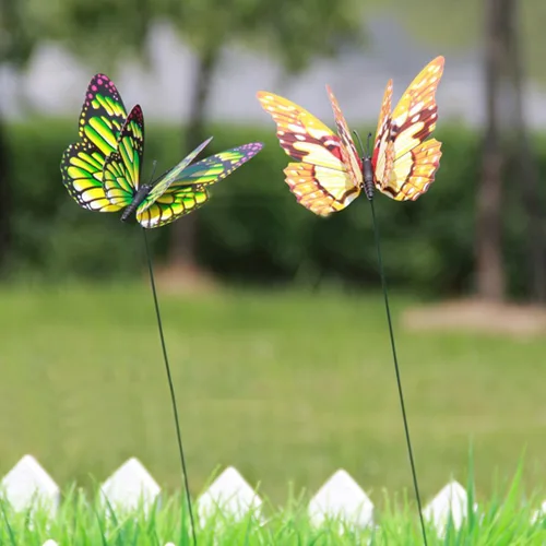 Vista 3 de NUOBESTY 12 estacas de mariposa falsas 3D para jardín, césped, patio, camino, adornos para interiores y exteriores (color al azar)