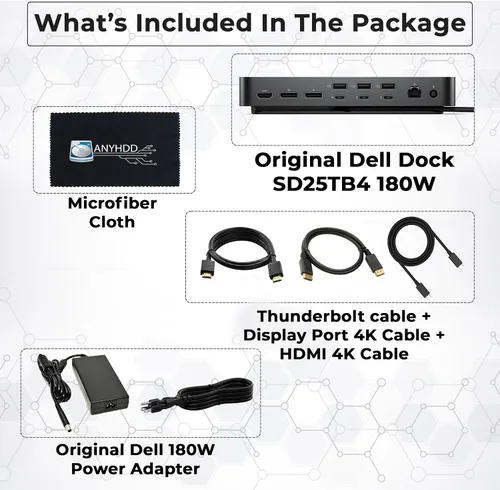 Vista 9 de SD25TB4 Pro Thunderbolt 4 Smart Dock con pantalla 8K, adaptador de 180 W Negro