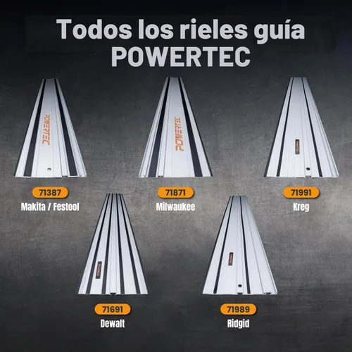 Vista 7 de [Usado] POWERTEC 71692 Riel guía para sierra de riel de 55" para DeWalt Aluminio extruido Repuesto para herramienta de carpintería de riel guía