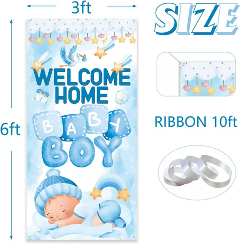 Vista 2 de Cartel de bienvenida a casa para puerta de bebé, baby shower, revelación de género, decoraciones para fiestas para niños, con texto en inglés "It's