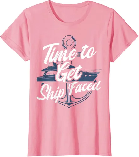 Vista 8 de Time to Get Ship Faced Holiday Hilarante Nautical Sailing Camiseta, Negro, S