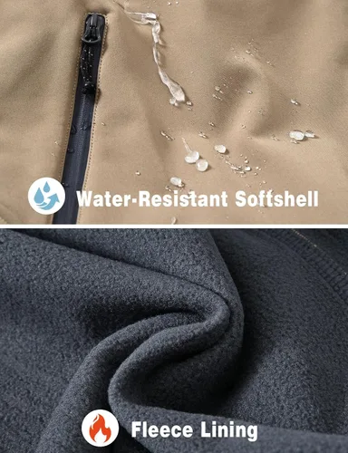 Vista 3 de Rdruko Chaqueta Softshell para hombre, con cremallera completa, impermeable, senderismo, escalada, con capucha
