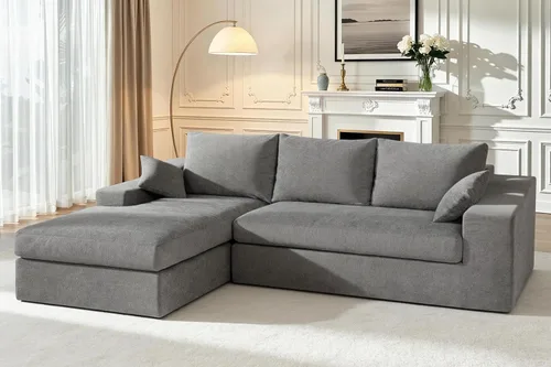 Vista 13 de HABUTWAY Sofá modular modular de 101 pulgadas con asiento profundo, moderno sofá convertible en forma de L, sofá tapizado con diván para sala
