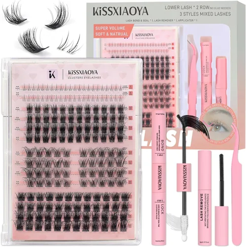 Vista 10 de KISSXIAOYA Extensiones de pestañas en racimo, 120 pestañas postizas individuales en racimo D, 0.354-0.591 in, pestañas postizas naturales y suaves