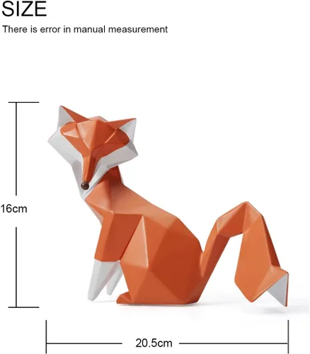 Vista 5 de HAUCOZE Figura de estatua de zorro moderna escultura de animal para decoración del hogar, arte geométrico, regalo para estante, escritorio, sala