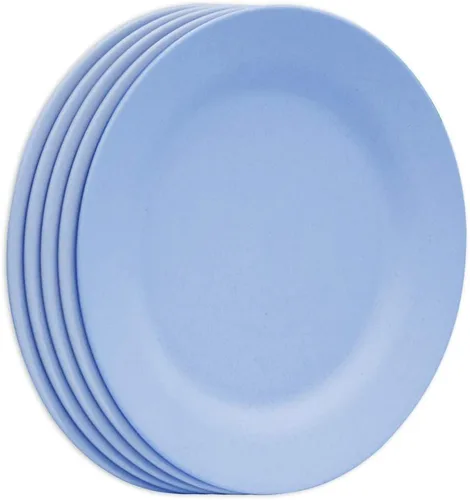 Vista 11 de Juego de platos llanos de 11 pulgadas, platos de pasta extra grandes, platos irrompibles, vajilla ligera de paja de trigo para ensalada, vajilla