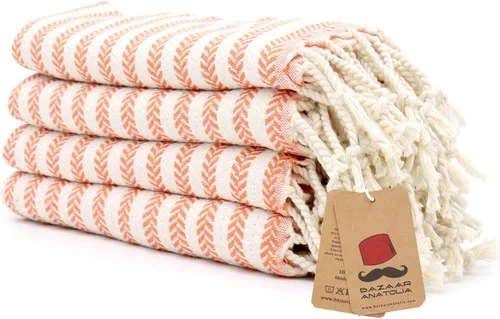 Vista 26 de Bazaar Anatolia Toallas de mano – Juego de 4 39 x 19 pulgadas – Toalla de mano turca a rayas para baño, 100% algodón, cocina, cara, cabello, té
