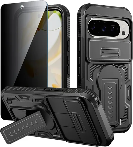 Vista 11 de Lanhiem Funda para Google Pixel 11 Pro XL / 10 Pro XL con protector de pantalla de privacidad, cubierta deslizante para cámara deslizante, cubierta