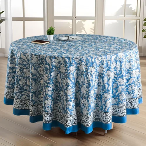 Vista 17 de CPC Mantel redondo - Mantel de algodón con estampado de bloques indios - Mantel de algodón impreso a mano y lavable - Primavera/Verano, mantel