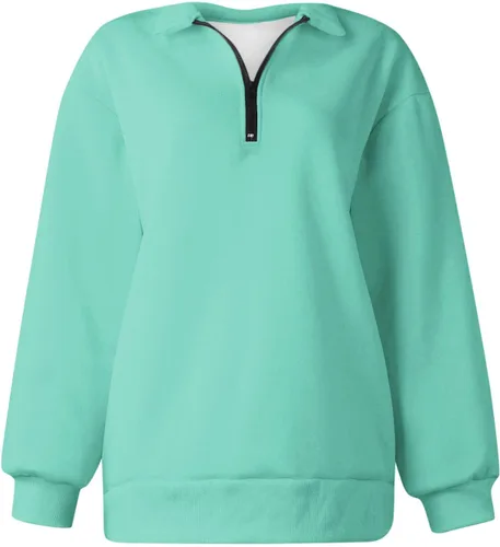 Vista 7 de Ceboyel Sudadera de gran tamaño con cremallera de un cuarto para mujer, sudadera con capucha Y2K para otoño, ropa de moda 2023
