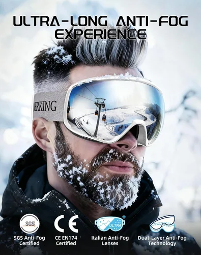 Vista 2 de Innerking OTG - Gafas de esquí aprobadas por SGS, para usar sobre gafas de nieve, snowboard, invierno, antivaho para adultos, jóvenes, hombres