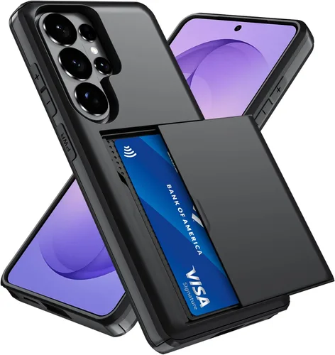 Vista 41 de Qinmay Funda compatible con iPhone 7 Plus/8 Plus con tarjetero, doble capa a prueba de golpes, funda protectora resistente con ranura oculta Negro