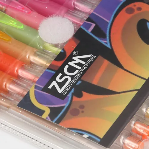 Vista 3 de ZSCM QUALITY DECIDES THE FUTURE ZSCM - Paquete de 48 bolígrafos de gel con purpurina que incluye 24 rotuladores de gel de colores, 24 repuestos