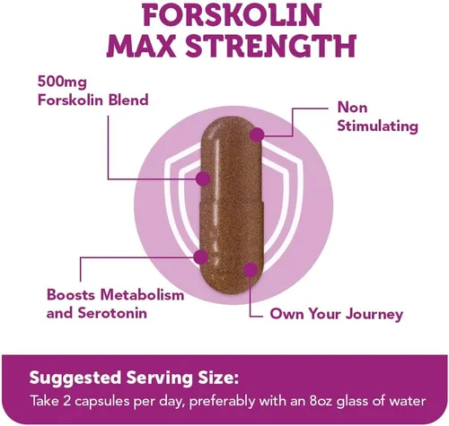 Vista 4 de Vitamin Bounty Forskolin máxima fuerza para bajar de peso - Suplemento natural de extracto de raíz de Coleus Forskohlii - 20% polvo de forskolina