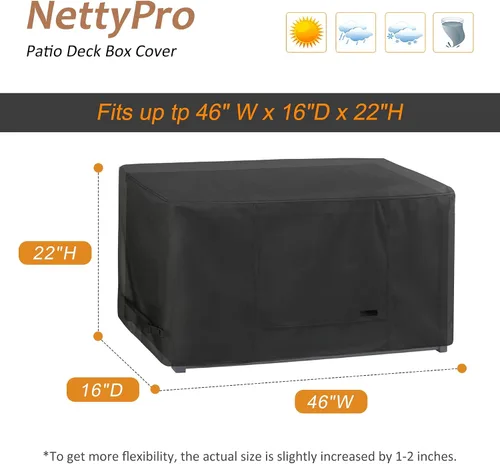 Vista 2 de NettyPro Cubierta para caja de cubierta, resistente a la decoloración, resistente a la decoloración, para patio al aire libre, funda de banco