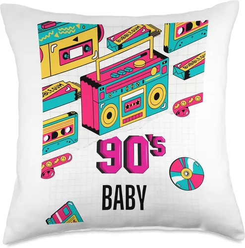 Vista 4 de 90s Baby Fun Retro Cartoon Style Throw Pillow