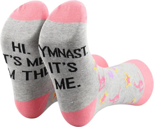 Vista 6 de Regalo de gimnasta, regalo de equipo de gimnasia Hi It's Me I'm The Gymnast, calcetines de gimnasia para graduación