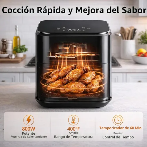 Vista 3 de Simple Deluxe Freidora de aire 8 en 1 de 3 cuartos de galón, freidora de aire preestablecida digital con protección contra sobrecalentamiento