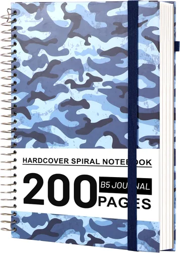 Vista 11 de Yoment Cuaderno de espiral B5 con bolsillos para carpeta, 200 páginas de tapa dura, diario de rayas universitarias, papel grueso de 3.53 oz/m²