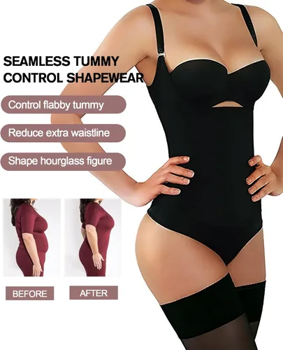 Vista 5 de SHAPERX Shapewear for Women Tummy Control Thong Bodysuit Open Bust Body Shaper