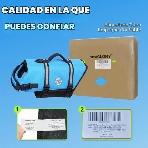 Vista 7 de VIVAGLORY Chaleco salvavidas para perros Rip Stop, chaleco de natación con asa, flotabilidad para perritos cachorros, chaleco salvavidas para perros