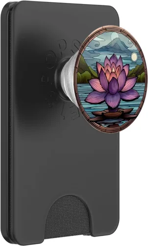 Vista 7 de PopSockets PopSockets PopGrip Intercambiable Floral Vitral Púrpura Abstracto Lotus Flower
