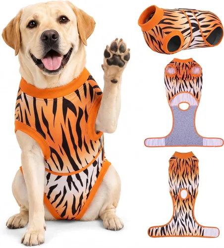 Vista 12 de PetWarm Traje de cirugía para perros, traje de recuperación quirúrgica para perros hembras y hombres, mameluco para perros, camisa de recuperación
