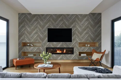 Vista 5 de NextWall Papel tapiz autoadhesivo de madera de cheurón sintético