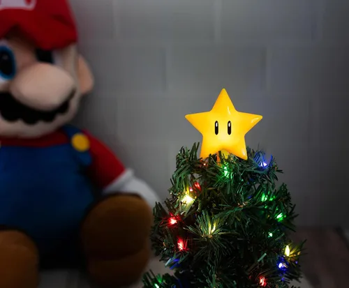 Vista 5 de Nintendo Super Mario Bros. Super Star - Árbol de vacaciones de escritorio con iluminación LED USB, tamaño único