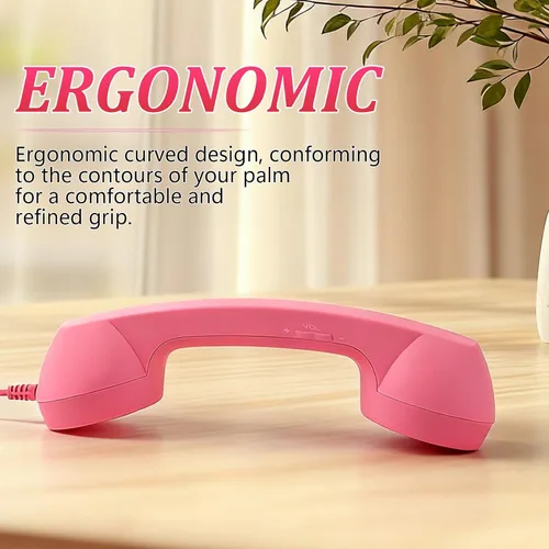 Vista 5 de Auricular retro para iPhone y Android, receptor de teléfono celular con micrófono y altavoz, auricular retro, cómodo receptor de estilo telefónico