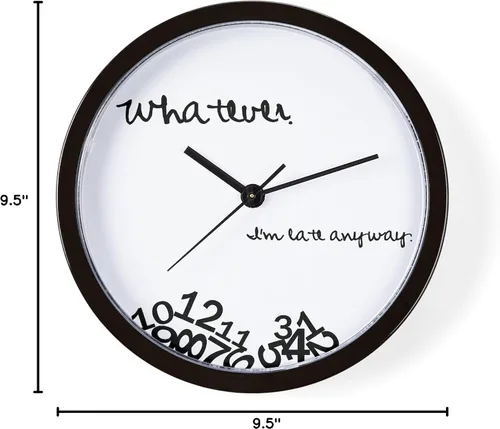 Vista 6 de CafePress Late Anyway - Reloj de pared de 10 pulgadas para sala de estar, cocina u oficina