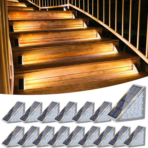 Vista 9 de VOLISUN Paquete de 6 luces solares para escaleras, 7 colores fijos, luces solares para escalones al aire libre, impermeables, IP67, luz LED