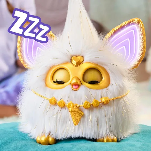 Vista 5 de Furby Gold Glam - Juguetes interactivos de peluche para niñas y niños de 6 años en adelante, animatrónico activado por voz, habla inglés y furbish